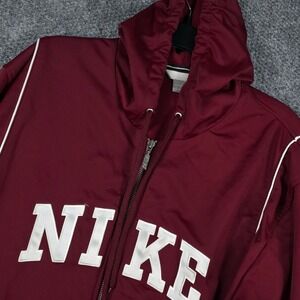 Nike Mens XL Full Zip Track Jacket Hoodie Maroon White Logo RN56323